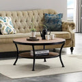 Myhozm Industrial Round Metal Coffee Table with Shelf – for Living Room, Home Office, and Bedroom