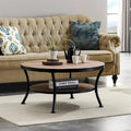 Myhozm Industrial Round Metal Coffee Table with Shelf – for Living Room, Home Office, and Bedroom