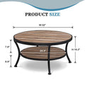 Myhozm Industrial Round Metal Coffee Table with Shelf – for Living Room, Home Office, and Bedroom