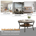 Myhozm Industrial Round Metal Coffee Table with Shelf – for Living Room, Home Office, and Bedroom