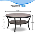 Myhozm Industrial Round Metal Coffee Table with Shelf – for Living Room, Home Office, and Bedroom