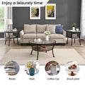 Myhozm Industrial Round Metal Coffee Table with Shelf – for Living Room, Home Office, and Bedroom
