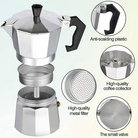 Sorelle Home & Kitchen - Stovetop Espresso and Coffee Maker - Moka Pot for Classic Italian and Cuban Caf Brewing - Cafetera (6 Cup)